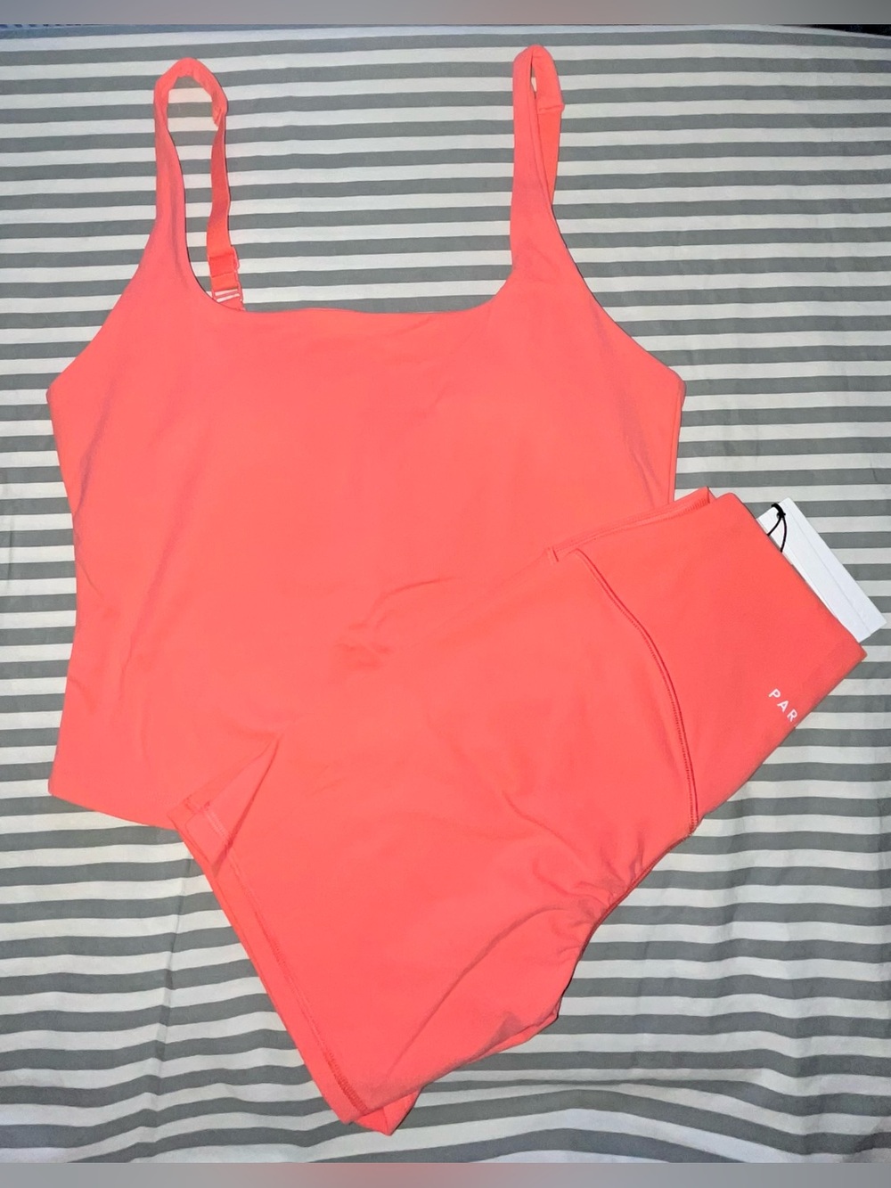 Paragon Fitwear Formlux Frame Top + 5" SculptSeam Plus Shorts Juicy Peach Size M